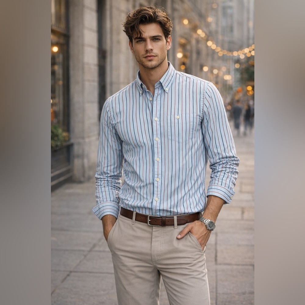 Todd Snyder Men’s blue red stripe button down - M